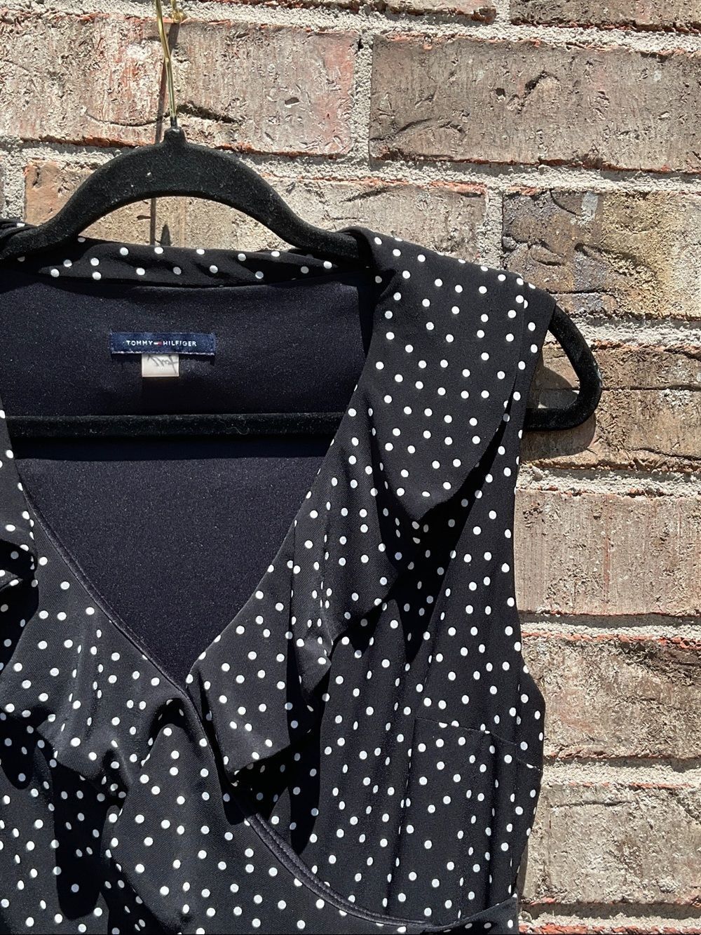Take 50% OFF- Tommy Hilfiger Sleeveless Polka Dot Ruffle Neck Dress, Size-10 - Picture 7 of 11